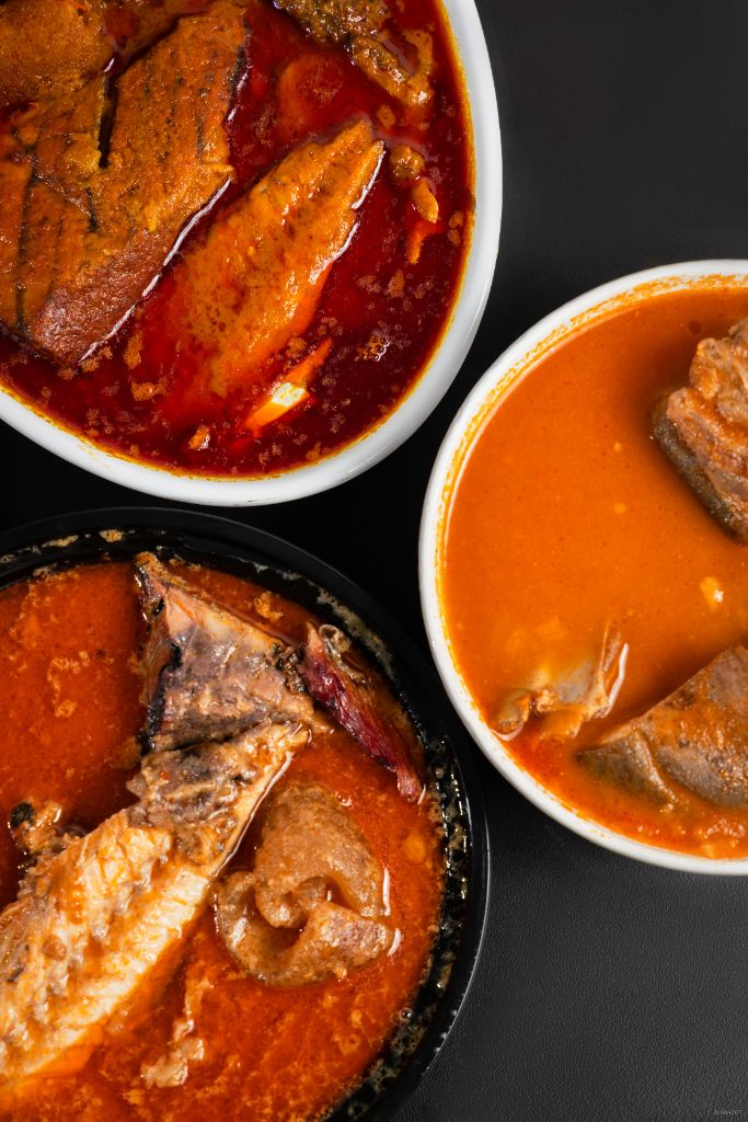 Traditional soup selection for fufu